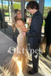 Metallic Gold Tulle Prom Dress Off-Shoulder Evening Dress with Glitter Tulle Skirt