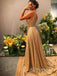 Gold Sparkly V-neck Sleeveless A-line Long Women Prom Dresses PDS1274