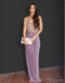 Purple Beaded Pleat Square Sparkly Floor-Length Prom Dresses PDS1125