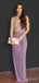 Purple Beaded Pleat Square Sparkly Floor-Length Prom Dresses PDS1125