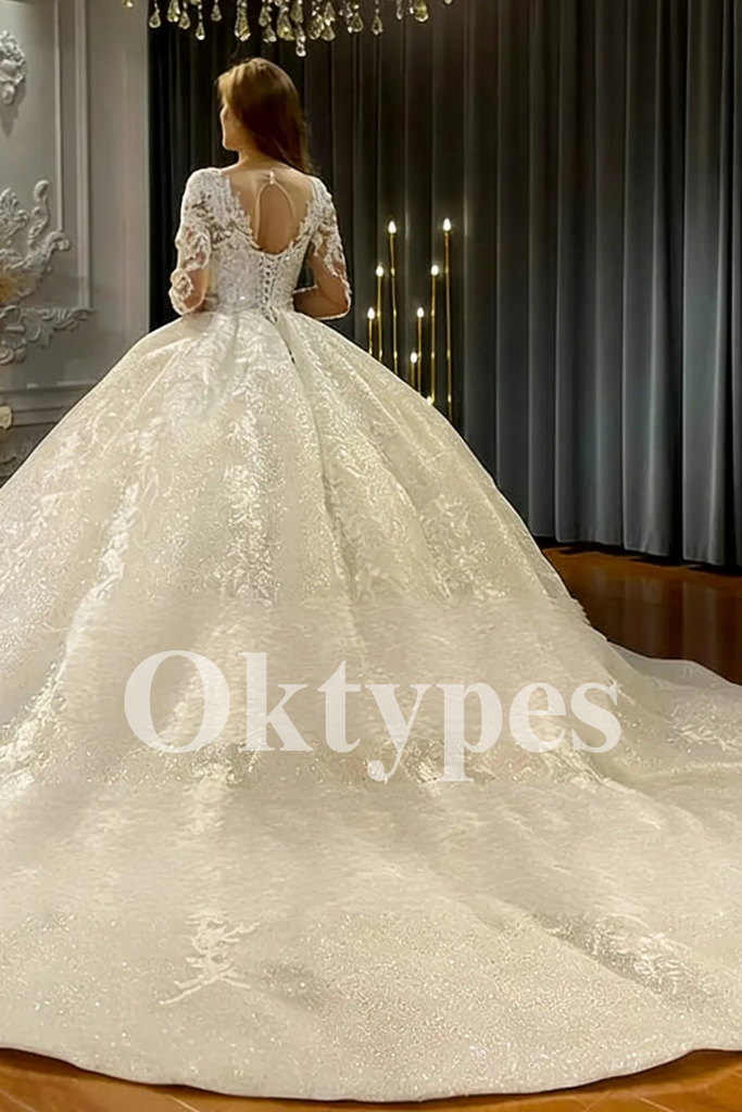Romantic Tulle Wedding Dress with Corset Bodice Off Shoulder Floral Bridal Gowns