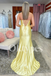 Bright Yellow Mermaid Dress 2026 Crystal Beaded Top & Ruched Formal Gown