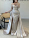 White Sparkly Long Sleeves Mermaid Floor-Length Women Prom Dresses PDS1259