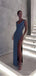 Blue Sequin Sexy Spaghetti Strap V-Neck Side Slit Floor-Length Prom Dresses PDS1123