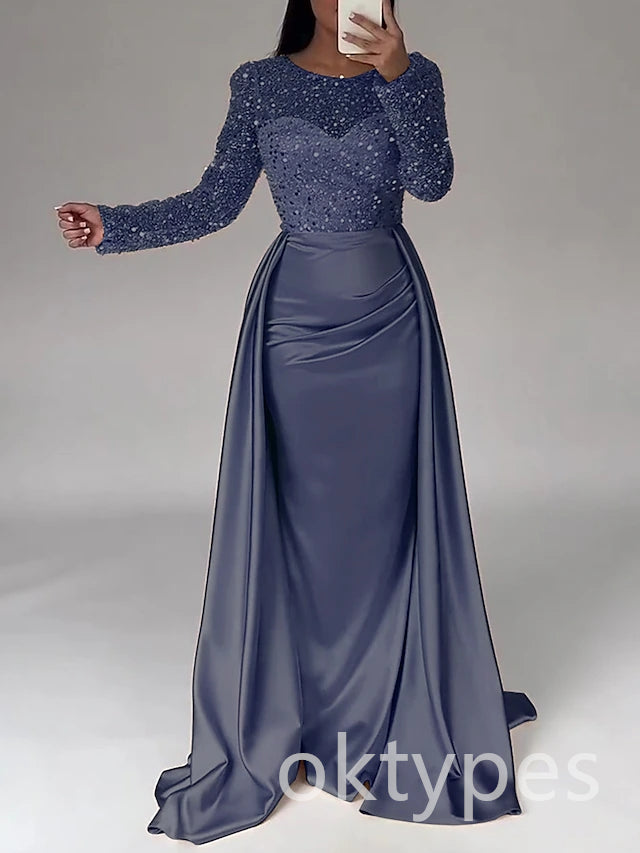 Sparkly Long Sleeves Mermaid Long Women Prom Dresses PDS1261