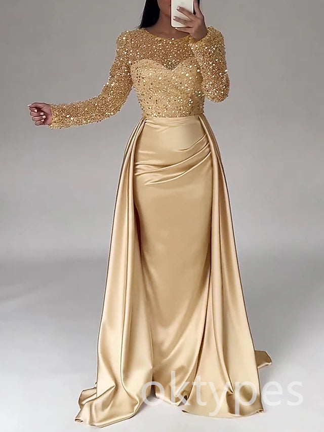 Sparkly Long Sleeves Mermaid Long Women Prom Dresses PDS1261