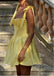 Women Yellow Strapless A-Line Cute Mini Dresses Homecoming Dresses, PDS0590