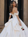 Luxurious Off Shoulder Lace With Big Trailing A-Line White Long Wedding Dresses,WDS0149