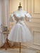 Beautiful White Appliqued Off Shoulder Women Mini Dresses Homecoming Dresses, PDS0558