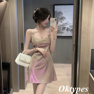 Sparkly Special Fabric Spaghetti Straps A-Line Mini Dresses/ Homecoming Dresses With Butterfly,PDS0517