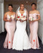 Mismatched Sexy Blushing Pink Soft Satin Sleeveless Mermaid Floor Length Bridesmaid Dresses, BDS0312