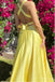 Beautiful Yellow V-Neck Backless A-Line Floor-Length Prom Dresses PDS1163