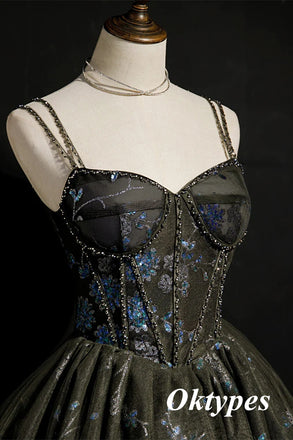 Sexy Black Satin Spaghetti Straps A-Line Mini Dresses/ Homecoming Dresses With Appliques, PDS0541