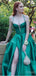 Luxurious Emerald Side Slit Mermaid Spaghetti Strap Women Floor-Length Prom Dresses PDS1205