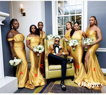 Mismatched Soft Satin Sleeveless Mermaid Floor Length Bridesmaid Dresses, BDS0332