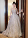 Elegant Sliver Beading Off Shoulder A-line Evening Dresses, PDS1065