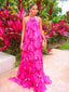 Hlater Alluring Rose Pink Ruffle Floor-Length Women Prom Dresses PDS1234