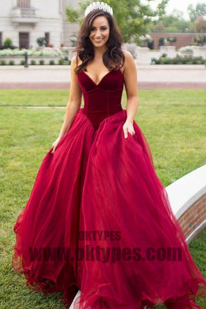 Red Long Prom Dresses, Ball Gown Prom Dresses, Sweetheart Prom Dresses, Zipper Princess Prom Dresses, TYP0197