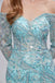 Elegant Special Fabric Off Shoulder Long Sleeve Side Slit Mermaid Long Prom Dresses,PDS0422