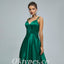 Elegant Satin Spaghetti Straps V-NeckLace Up Back A-Line Long Prom Dresses,PDS0463