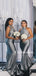 Simple V-neck Mermaid Long Sleeve Cheap Long Bridesmaid Dresses, BDS0133