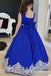 Blue Straps Royal Appliques A-Line Floor-length Flower Girl dresses, TYP1954