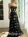 Elegant Star Tulle Two Pieces Spaghetti Straps Sleeveless A-Line Long Prom Dresses,PDS0771