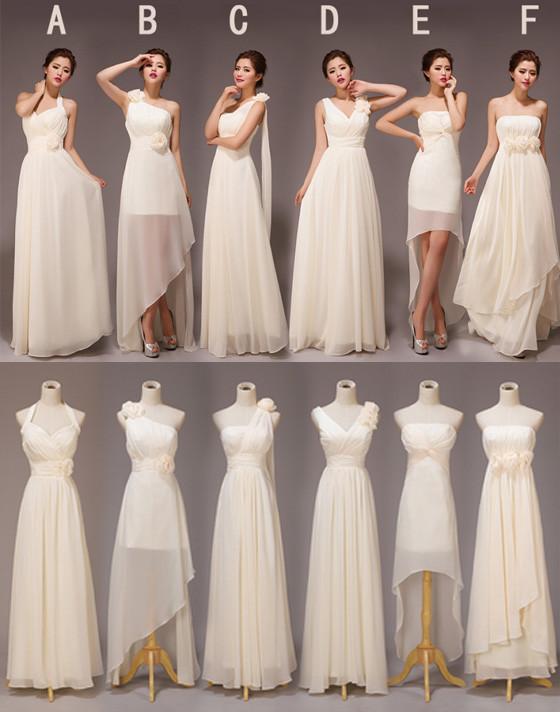 Mismatched Pretty Chiffon Long Different Styles Formal Cheap Maxi A Line Bridesmaid Dresses, TYP0106