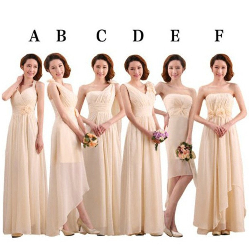 Mismatched Pretty Chiffon Long Different Styles Formal Cheap Maxi A Line Bridesmaid Dresses, TYP0106