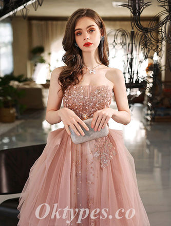 Gorgeous Tulle Sweetheart Sleeveless A-Line Long Prom Dresses/Ball Gown With Applique And Beading,PDS0638
