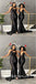 Mismatched Black Sexy Soft Satin Sleeveless Mermaid Floor Length Bridesmaid Dressses, BDS0236