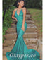 Sexy Charming Sequin Halter V-Neck Mermaid Long Prom Dresses,PDS0559