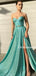 Two-piece Sweetheart A-line Side Slit Satin Long Prom Dresses, PDS0169