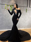 Gorgeous Mermaid Black Long Sleeve Long Prom Dresses Online, PDS0221