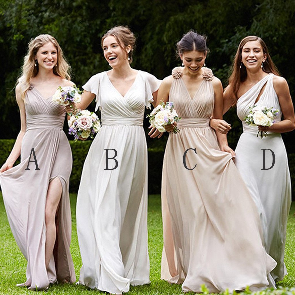 Mismatched Pretty Cheap Chiffon Side Split Full Length High Quality Custom Bridesmaid Dresses, TYP0105