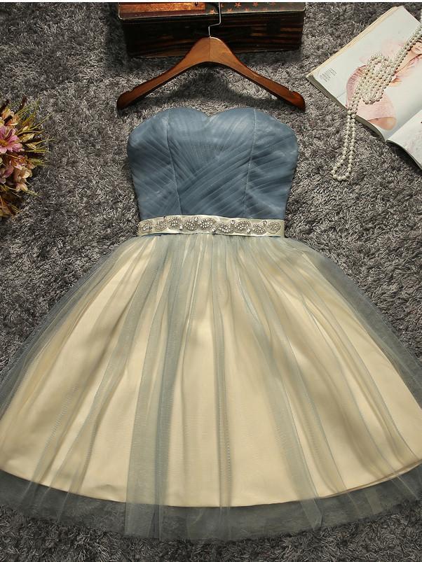 Strapless Beaded Belt Two colors Skirt Homecoming Prom Dresses, Affordable Short Party Prom Dresses, Perfect Homecoming Cocktail Dresses, CM566