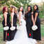 Simple One-shoulder Black Mermaid Side Slit Cheap Bridesmaid Dresses, BDS0128