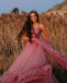 Gorgerous V-neck A-line Tulle Long Prom Dresses Ball Gown, PDS0225
