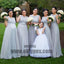 Silver Tulle Elegant Long Cheap Wedding Party Bridesmaid Dresses for Pregnant Girls, TYP0385