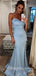 Sexy Satin Spaghetti Srtraps V-Neck Sleeveless Mermaid Long Prom Dresses, PDS0898