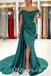 Sexy Satin Off Shoulder Sleeveless Side Slit Mermaid Long Prom Dresses With Trailing,PDS0736