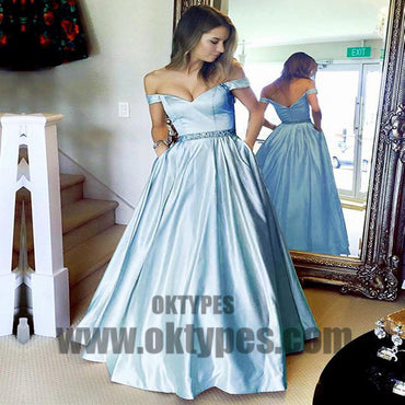 Long Floor Length Ball Gown Prom Dresses, Off-shoulder Prom Dresses, Zipper Prom Dresses, Beading Prom Dresses, TYP0269