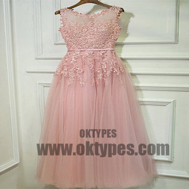 Princess Prom Dresses, Pink Prom Dresses, Long Prom Dresses With Belt/Sash/Ribbon Sleeveless Round, TYP0445