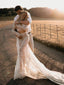 Beach Lace Mermaid See-through Two-piece Charming Wedding Dresses, WDS0035