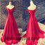 A-line Long Prom Dresses, Red Floor Length Prom Dresses, Off-shoulder Prom Dresses, Lace Up Prom Dresses, TYP0190