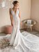 Unique Design V Neck Lace Appliqued Long Cheap Wedding Dresses, WDS0027