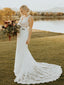 Elegant V-neck Mermaid Sleeveless Lace Open Back Wedding Dresses, WDS0085
