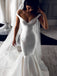 Simple Off-shoulder Long Mermaid Satin Wedding Dresses, TYP1485