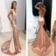 Sexy Backless Spaghetti Strap Prom Dresses, Mermaid Appliques Chapel Train Evening Dresses, TYP0245