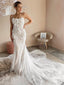 Simple Straight Mermaid Lace Appliques Long Cheap Wedding Dresses, WDS0029